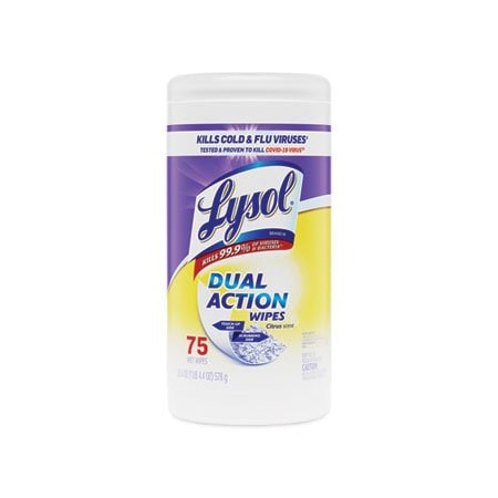 Reckitt Benckiser LYSOL, Dual Action Disinfecting Wipes, Citrus, 7 X 8, 6PK 81700CT